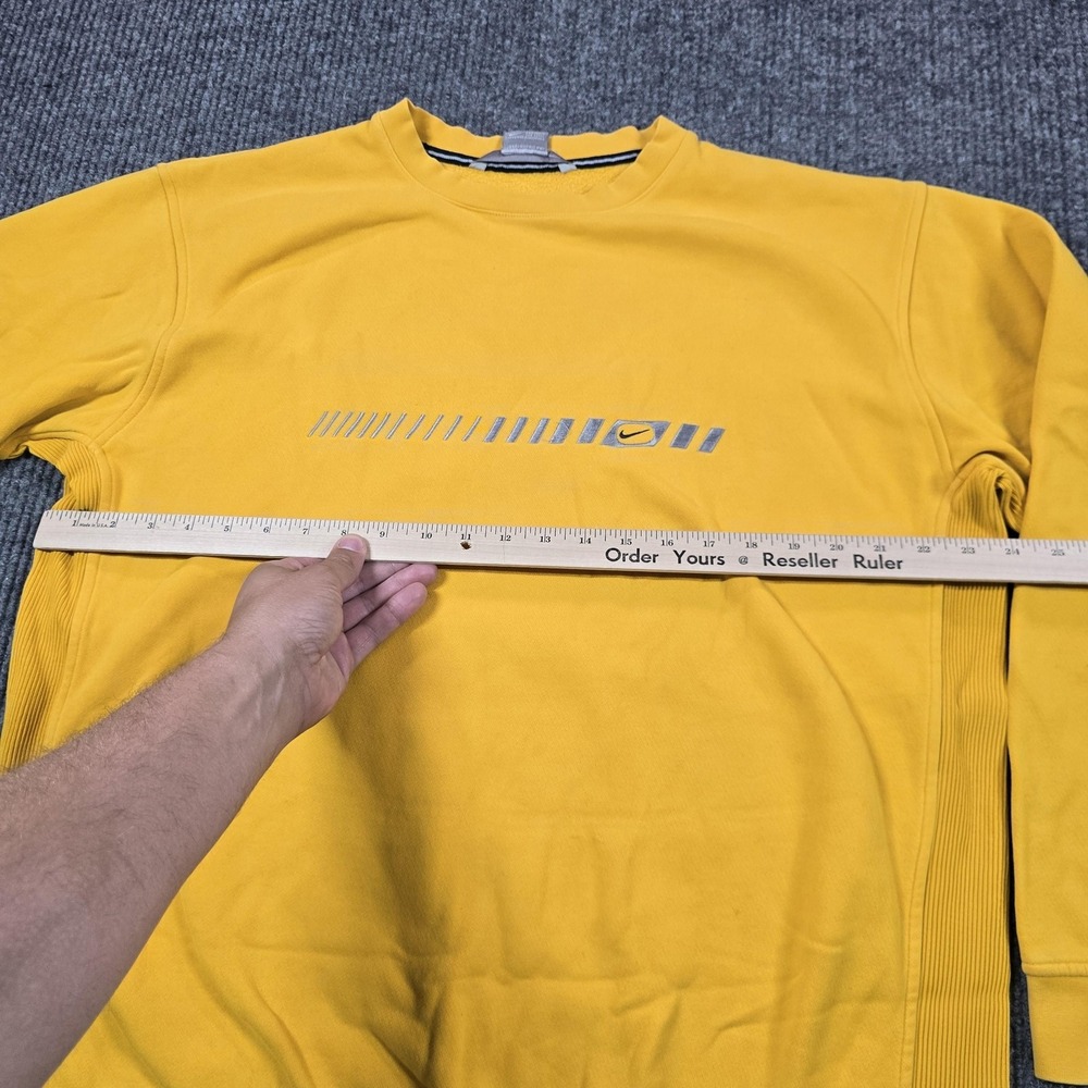 VTG Y2K Nike Sweatshirt Mens 2XL Yellow Crewneck Fleece Pullover Bar Logo - Picture 9 of 13